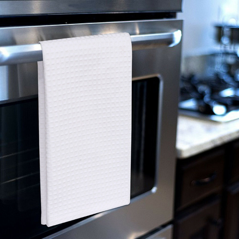 Cotton Waffle Tea Towel Kitchen Towel, Black