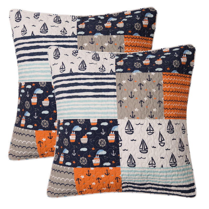 Nautical Patchwork Cotton Euro Shams Set of 2