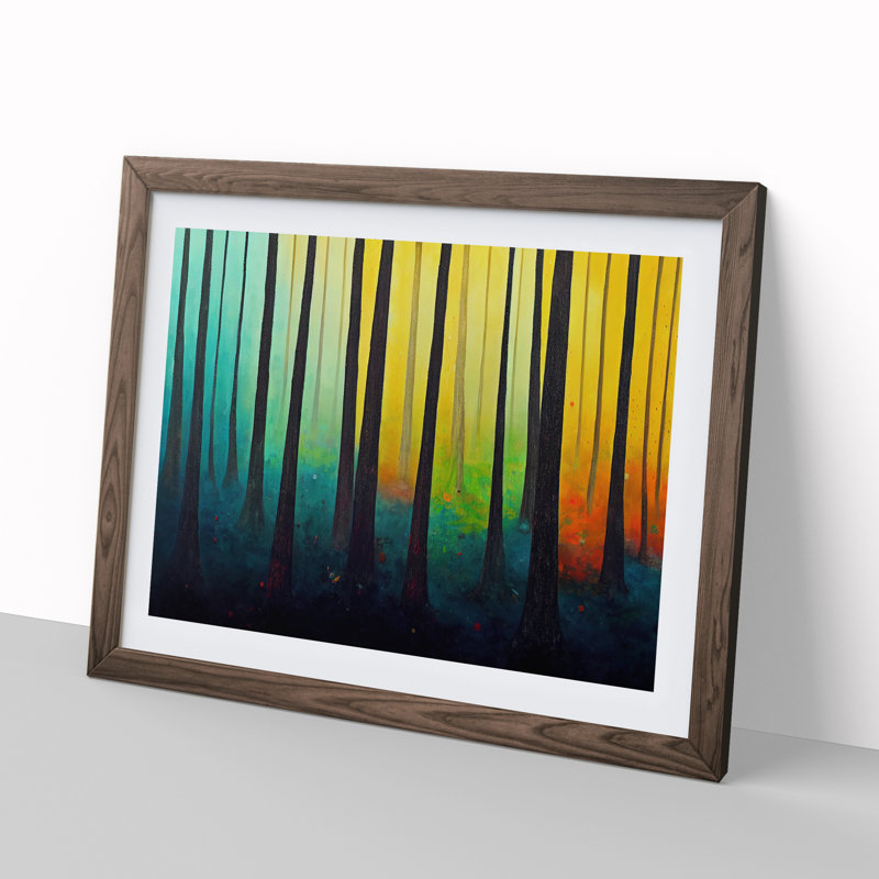 Colourful Forest In Spring Vol.2 - Single Picture Frame Painting, 25cm H x 34cm W x 2cm D, Walnut Framed