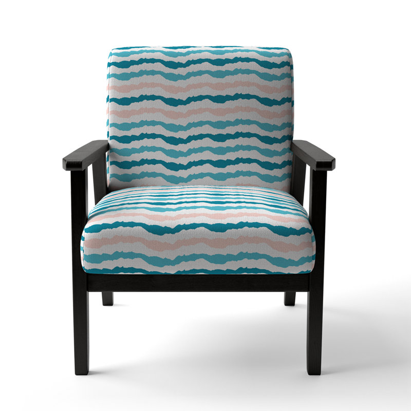 Fauteuil d'appoint rembourré à rayures bleues
