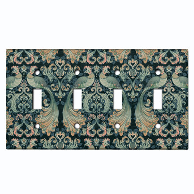 Copper Rust Patina Teal Print 4 - Gang Toggle Light Switch Standard Wall Plate
