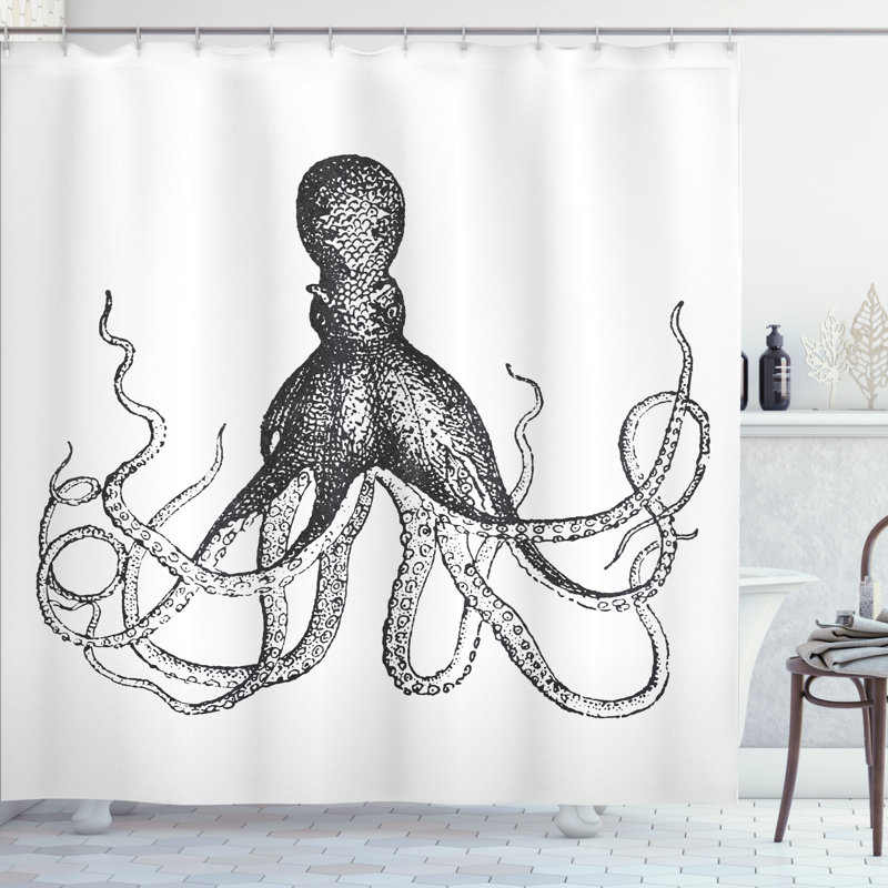 Shower Curtain with Hooks Included, 84" H x 69" W