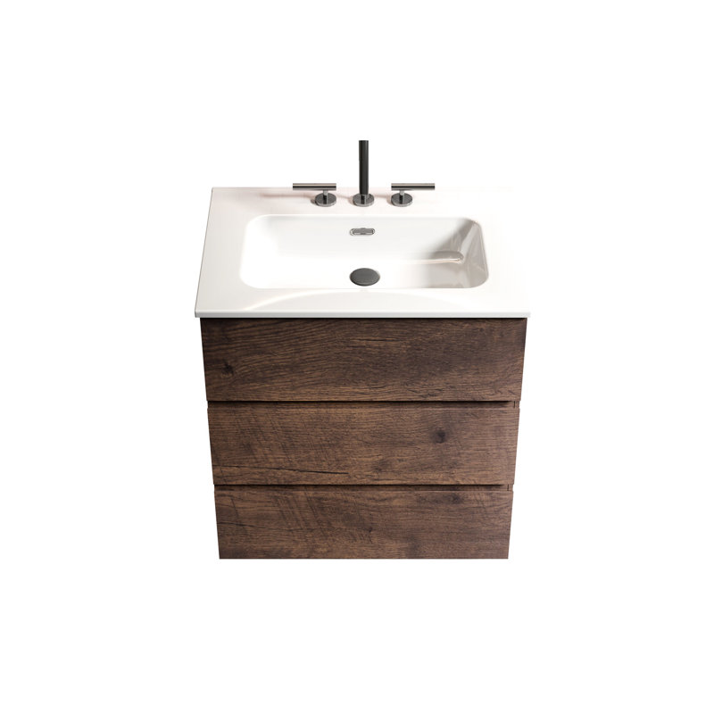 Vanarsdale Modern Walnut Bathroom Fixture Vanity - Feature Expanded Storage And Silent Performance 24" Freestanding Include Ample