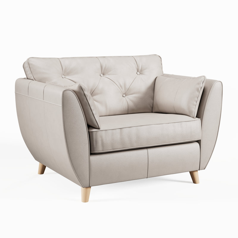Marylin Leather Snuggle Chair, Cloud Grey, Light Wood