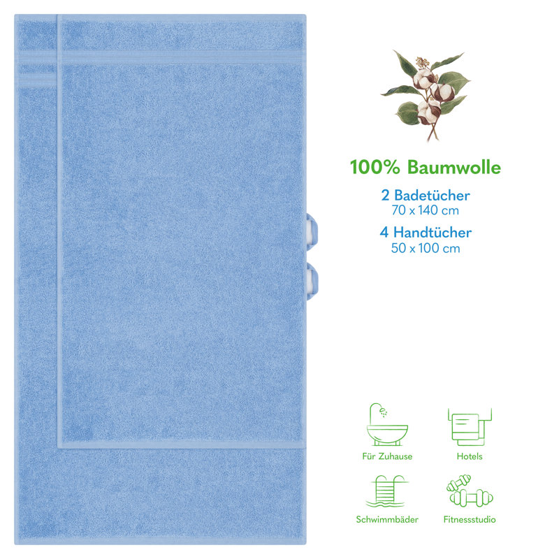 Rensina 100% Cotton Midweight Mulit-Size Set, Hellblau