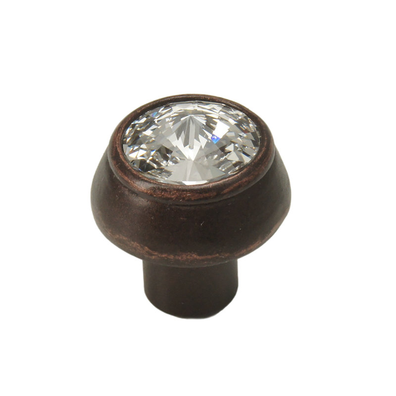 Caché round knob with an 18mm rivoli Swarovski Clear Crystalin Chalice, Oil Rubbed Bronze