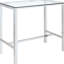 Élégant bar 5 avec détails en verre, table rectangulaire et 4 dossiers en acrylique pour un look moderne en verre, ambiance sièges
