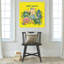 Joyeuses Pâques, théières, oiseau fantaisiste coloré, printemps, impression murale-129970991