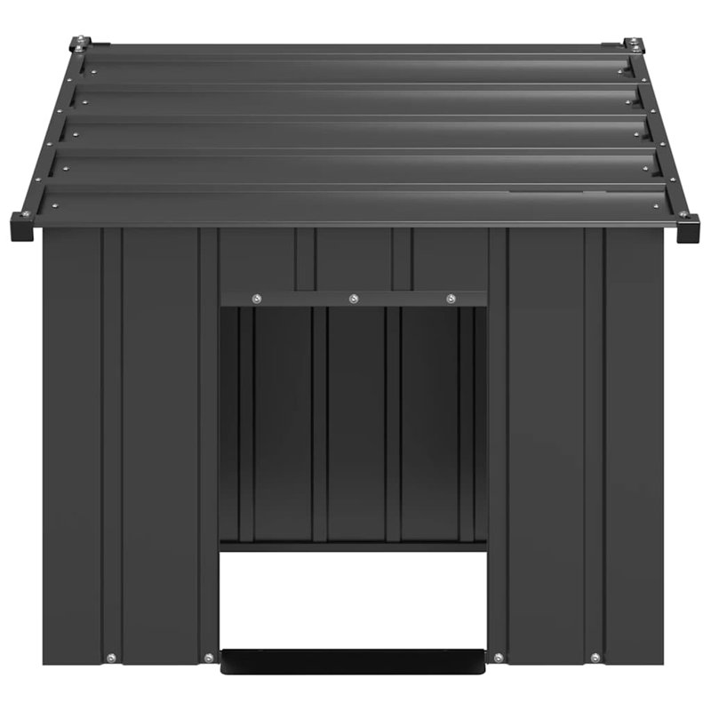Gonen Galvanised Steel Dog House, Anthracite, 85cm H x 83cm W x 130cm D