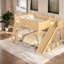 Lits avec rangement, lit superposé double au dessus d'un lit double, chambre d'enfant moderne