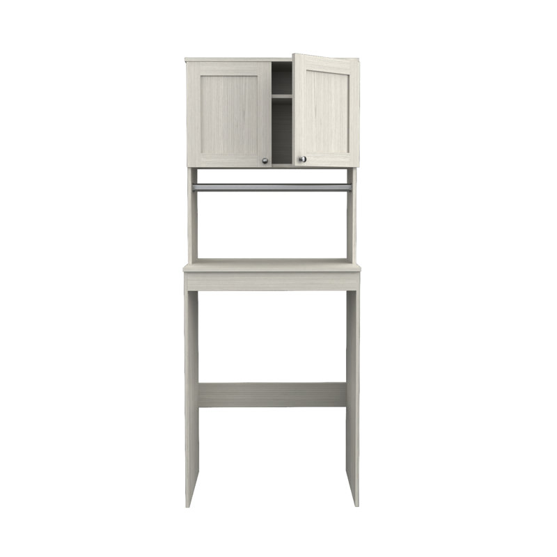 Washed Oak Freestanding Laundry Cabinet with Adjustable Shelving