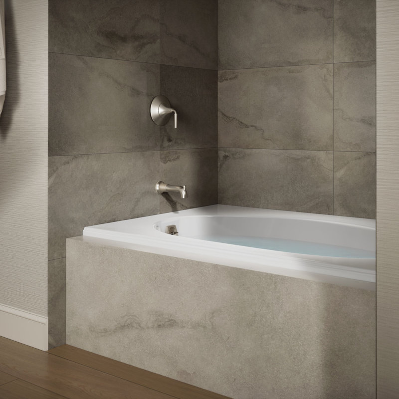60" x 42" Drop In Soaking Bathtub, White, Left