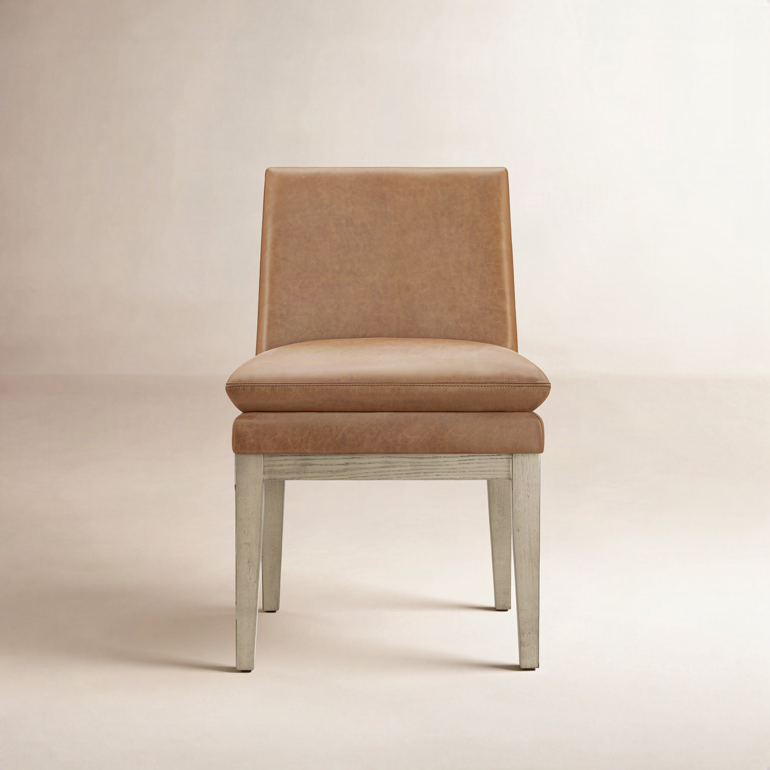 Bethea Genuine Leather Oak Dining Chair, Marseille Brown Genuine Leather