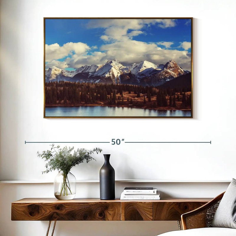 Rocky Mountain Landscape, Floating Frame Gold, 40" X 27"
