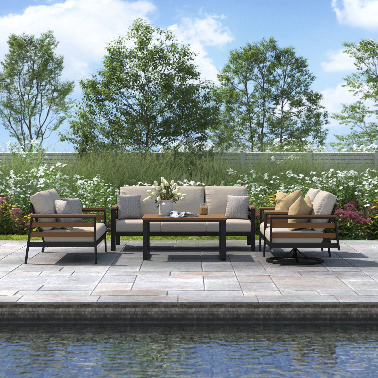 Townsend 7-Person Sunbrella® Patio Seating Group, Cast Silver