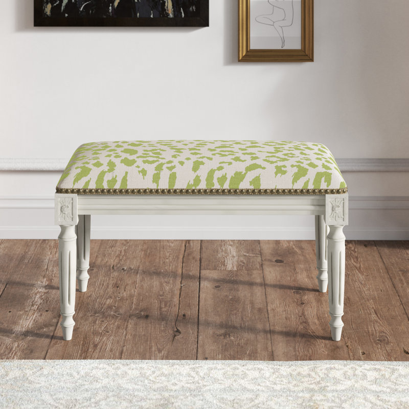 Auriyana Linen Blend Upholstered Bench, Chartreuse