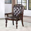 Chaise de style traditionnel 2 pièces garniture cloutée capitonnée à dossier capitonné brun cerise et espresso