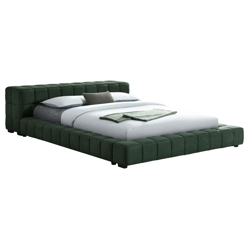 Lit plateforme double tapissier Chenoweth - vert, Double, Vert