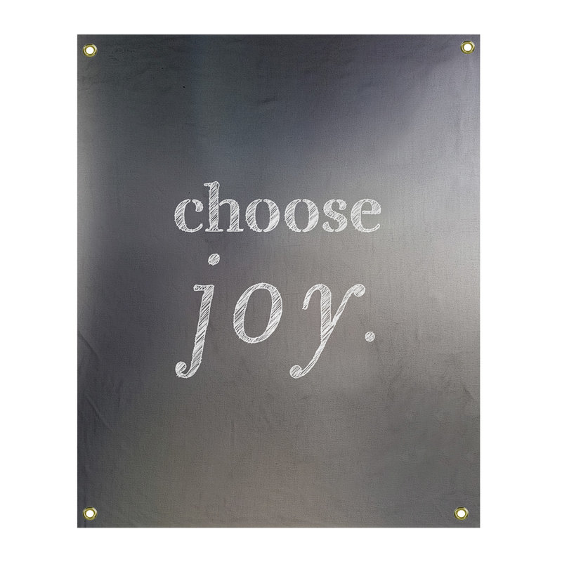 Tapisserie de polyester, choisir la joie citation, H 36 po x l 26 po, Gris