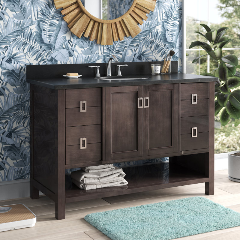 Wilhoit 49'' Single Bathroom Vanity with Top, Silvery Brown/Black Galaxy