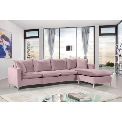 Shumpert Velvet L-Shaped Sectional Reversible