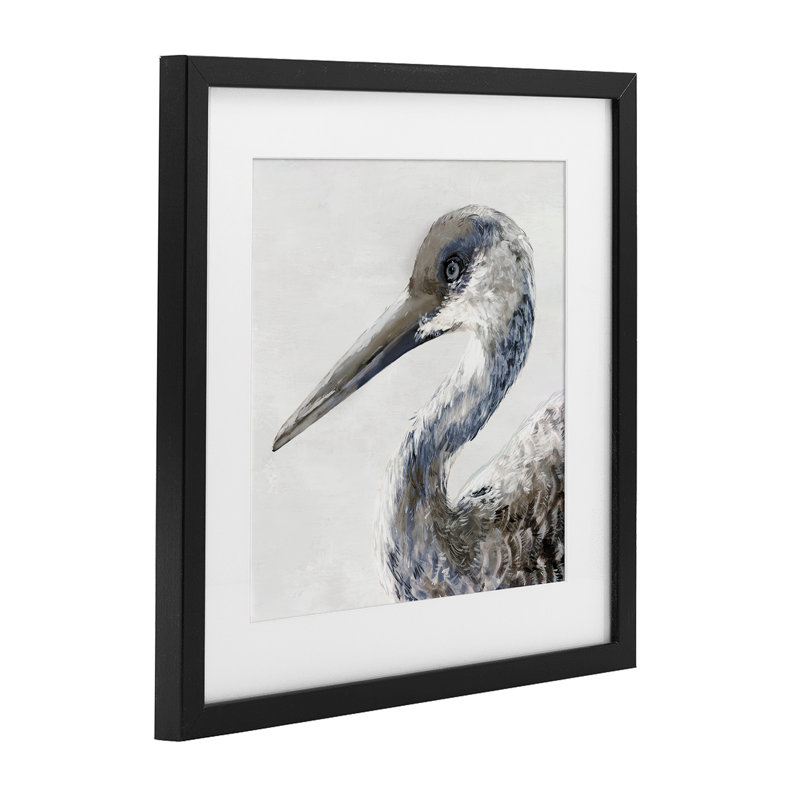 «Sand Crane Portrait», reproduction encadrée sous verre, conception de Jacob Q, H 13 po x l 13 po, Cadre noir minuit