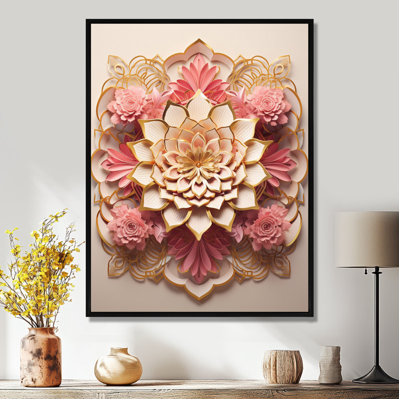 Badgley - impression d'art mural Lotus, Cadre flottant noir, bois massif, H 20 po x l 12 po
