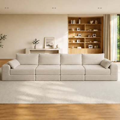 Sectional Sofa Couch Set,Modular 130"U Shaped Floor Living Room Sofa Set With 4 Pillows,DIY Combination Sofa Couch for living rooms, apartments,bedroo