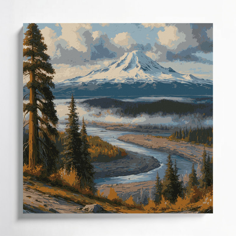 USA State Oregon Brown Canvas Wall Art, 16" H x 16" W