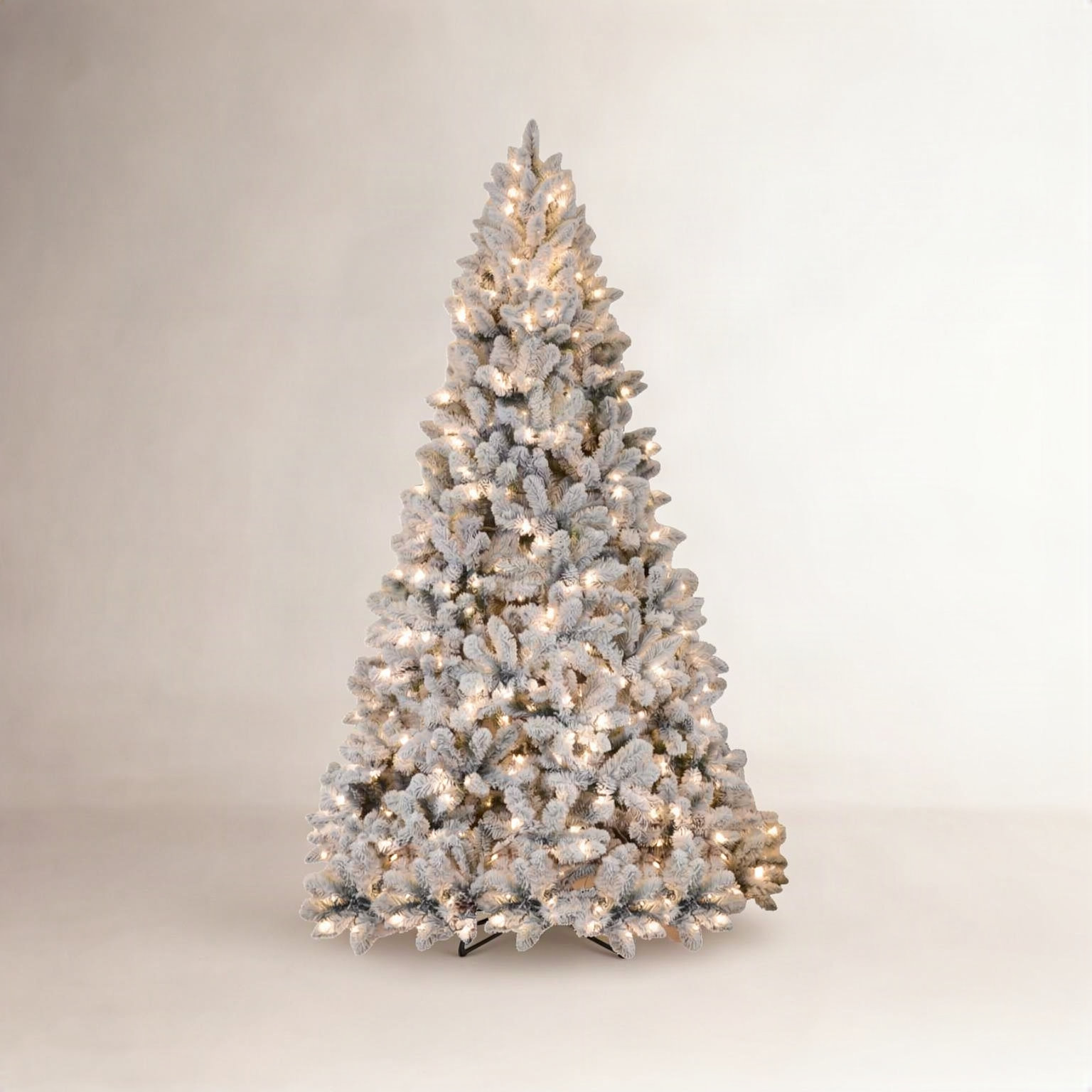Flocked 9' Pre-Lit Pine Christmas Tree, 8'