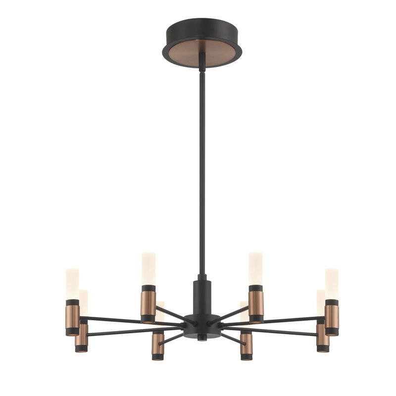 Lustre 8 lumières Albany en noir et laiton