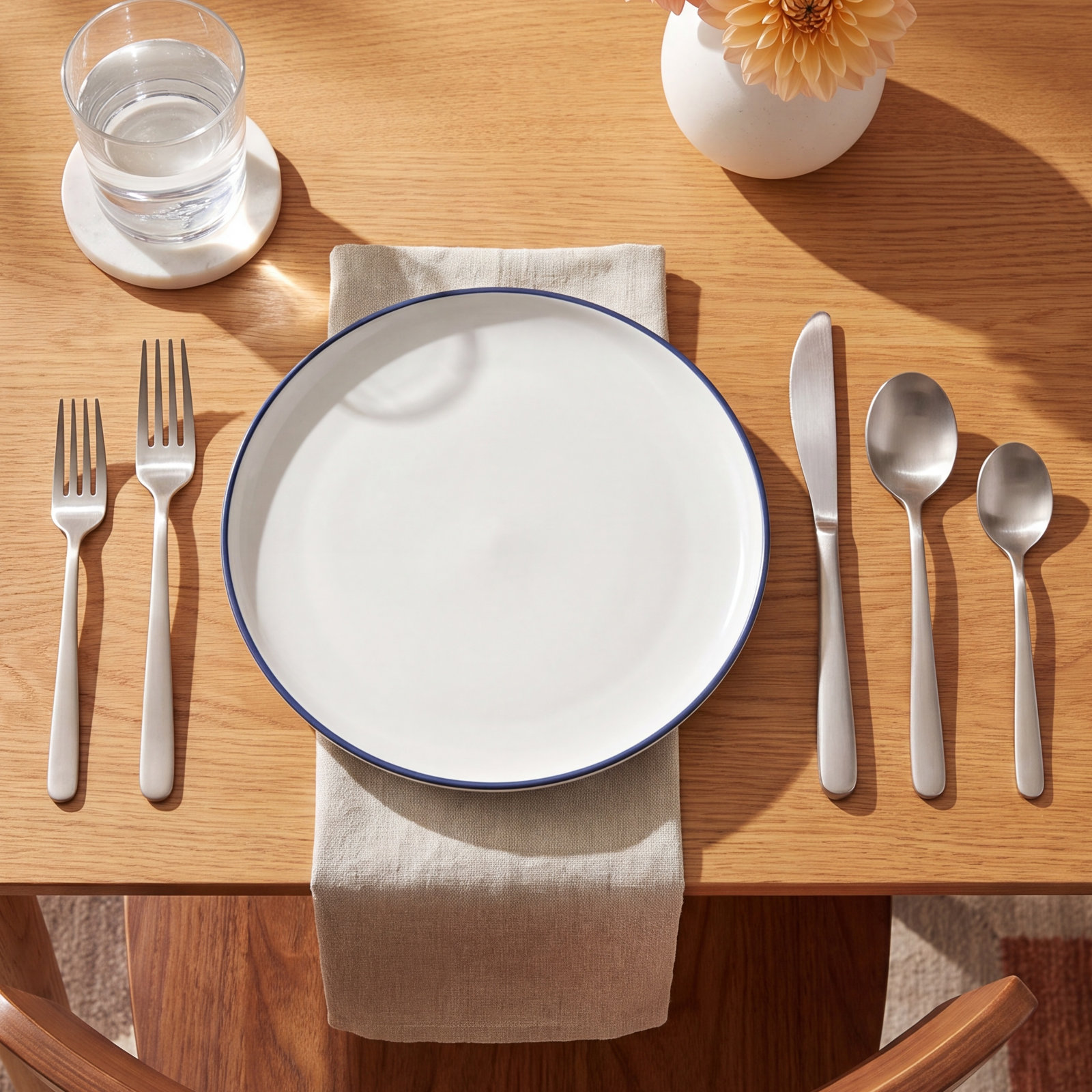 Terri Stainless Steel Flatware - Set of 20, Silver Satin