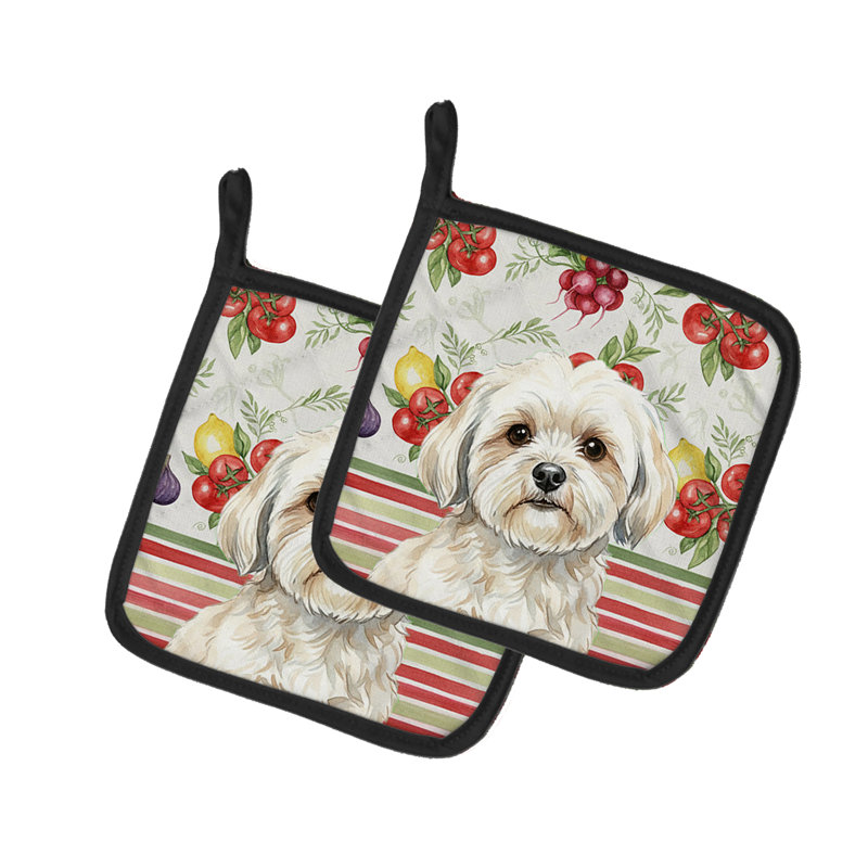 Paire de marmites blanches Lhasa Apso, Blanc