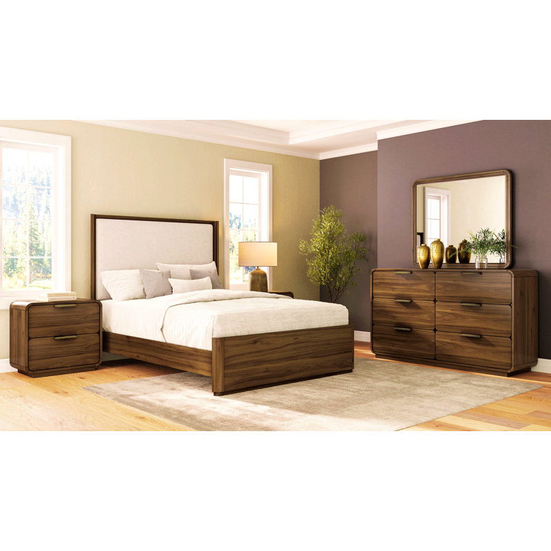 Grand lit tapissier en noyer