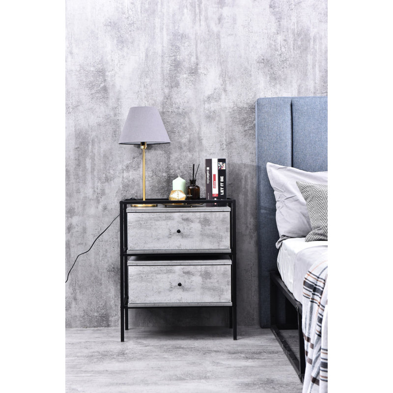 Cojo 58 cm W Bedside Table, Iron Slate