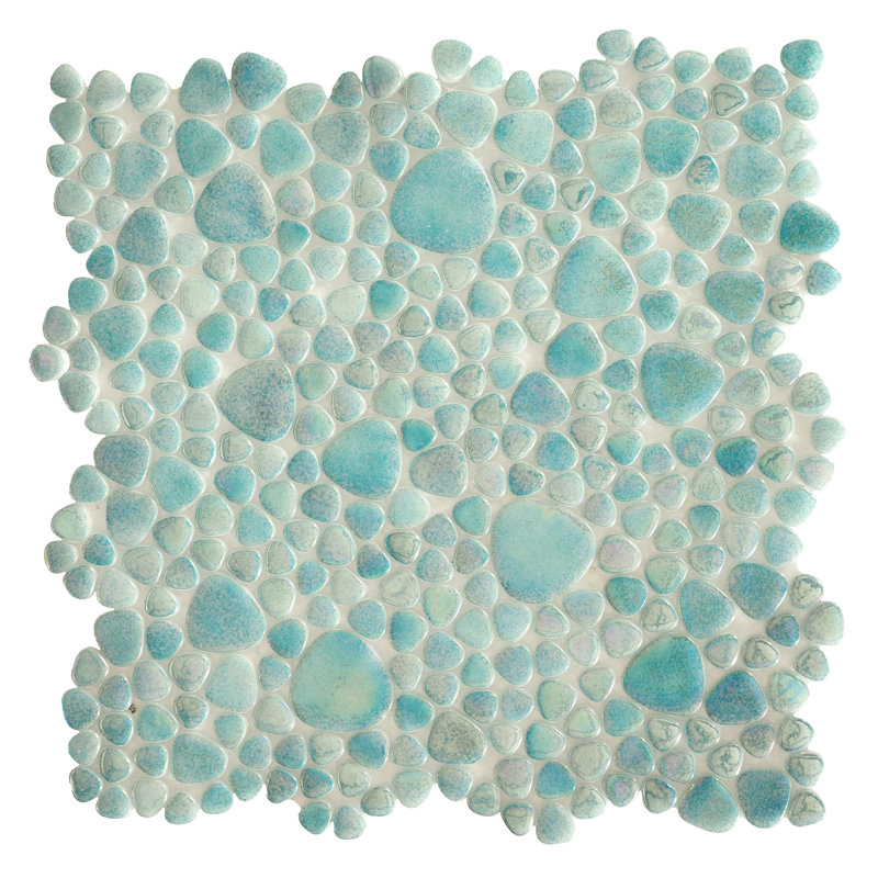 Glass Tile Love 12x12 Pebble Mosaic 10.76 sqft/case, Ideal for Kitchen Backsplash Bathroom Pool Tile, Teal
