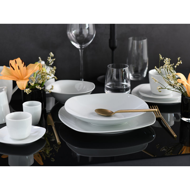 Square Piece Porcelain Dinnerware Set - Service for 6
