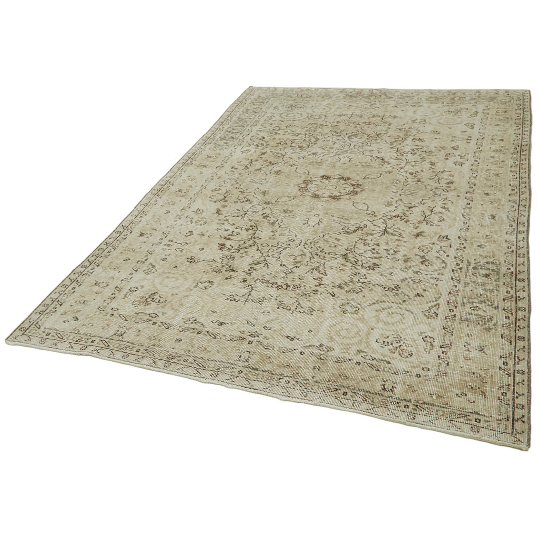 Vintage Beige Vintage Wool Handmade Area Rug