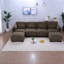 Canapé d'angle modulaire à compression, canapé moderne 4 places en chenille marron pour la maison