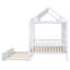 Lit double pleine grandeur avec lit gigogne simple, lit de jour pour enfants en bois, blanc-1681489101