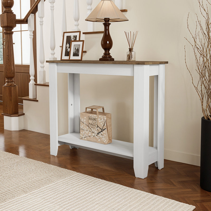 Console Justine Basilico, Blanc perle / chêne noueux