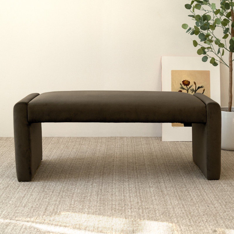 Banc rembourré 47 po Wagenen, Velours vison