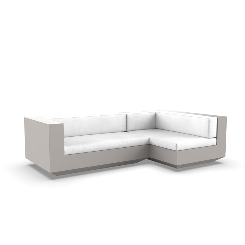 Vela 102.25" Wide Outdoor Reversible Patio Sectional with Cushions, Right Hand Facing, Nautical Taupe, Black