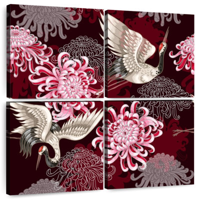 Grues de chrysanthème rouges