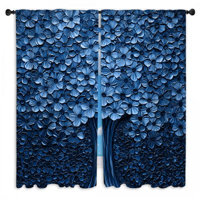 Rideaux obscurcissants à motif floral bleu et obscurcissant - 2 panneaux