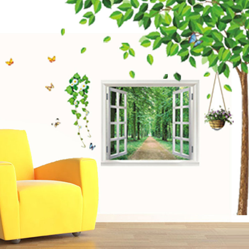 Décalcomanie murale feuilles 3d view