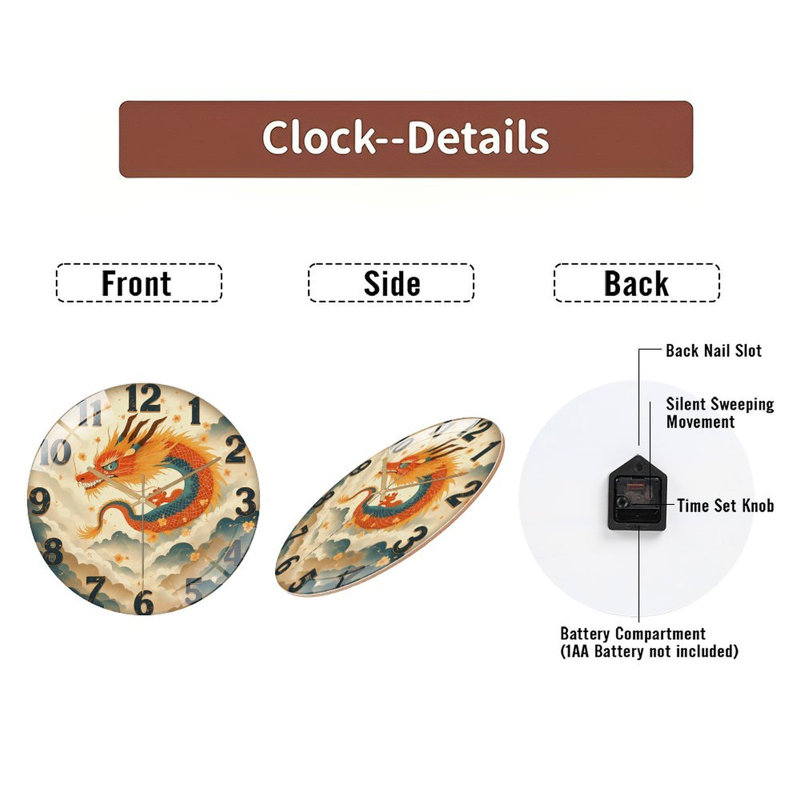 Horloge murale dragon chinois