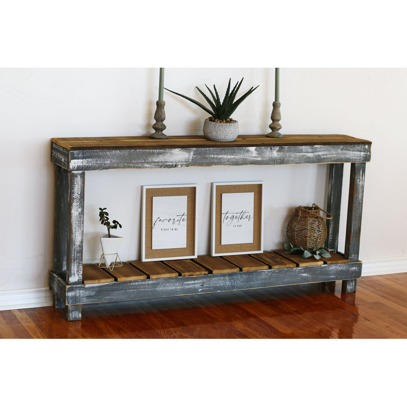 60'' Solid Wood Console Table, Brown/Gray