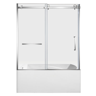Kingston Brass 60-Inch Acrylic Rectangular 3-Wall Alcove Tub With Tub Door, Hand Drain