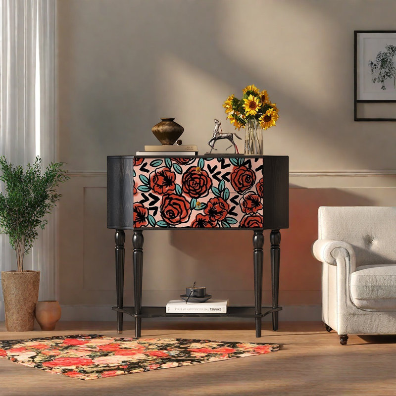 Buffet 33,5 po de style rétro, Noir, noir, noir, noir